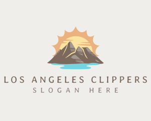 Mountain Climbing - Sunset Mountain Adventure logo design