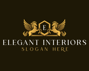 Elegant Pegasus Horse logo design