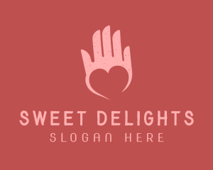 Pink Heart Hand Support logo design