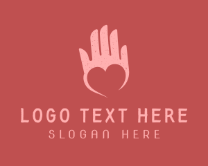 Lover - Pink Heart Hand Support logo design