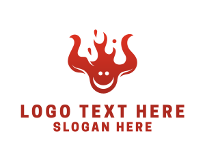 Devil - Fire Flame Smiley logo design