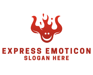 Emoticon - Fire Flame Smiley logo design