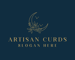 Floral Crescent Moon logo design