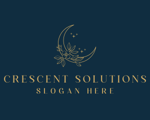 Crescent - Floral Crescent Moon logo design