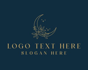 Crescent - Floral Crescent Moon logo design