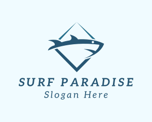 Shark Surfing Predator logo design