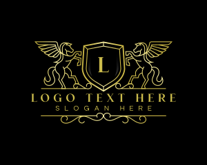 Wealth - Pegasus Shield Luxury logo design