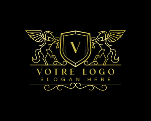 Golden - Pegasus Shield Luxury logo design