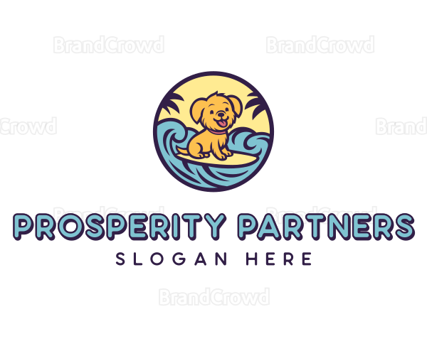Surfing Puppy Cartoon Logo