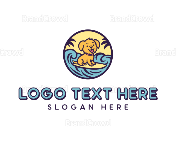 Surfing Puppy Cartoon Logo