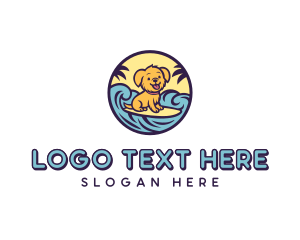 Surfboard - Surfing Puppy Cartoon logo design