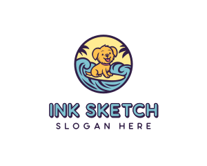 Surfing Puppy Cartoon logo design