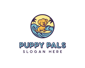 Surfing Puppy Cartoon logo design