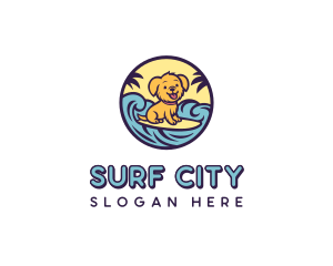 Surfing Puppy Cartoon logo design