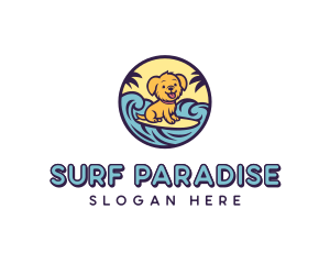 Surfing Puppy Cartoon logo design
