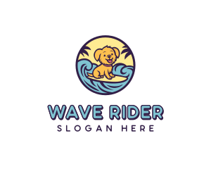 Surfboard - Surfing Puppy Cartoon logo design