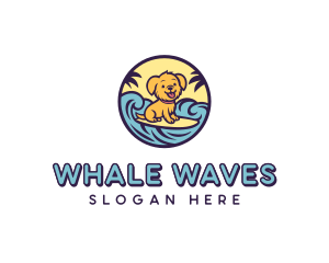 Surfing Puppy Cartoon logo design