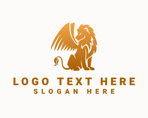 Lion - Golden Winged Lion logo design