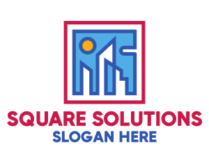 Square - Geometric City Building Square logo design