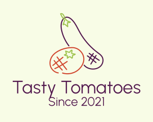 Minimalist Eggplant Tomato logo design