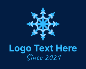 Air Conditioning - Blue Snowflake Chandelier logo design