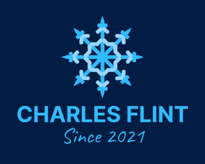 Winter - Blue Snowflake Chandelier logo design