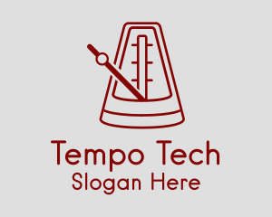 Red Simple Metronome  logo design