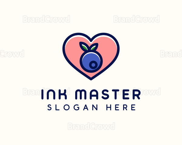 Blueberry Fruit Heart Logo