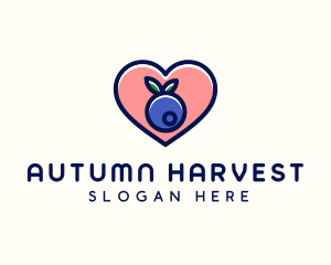 Blueberry Fruit Heart logo design