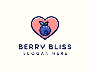 Blueberry Fruit Heart logo design