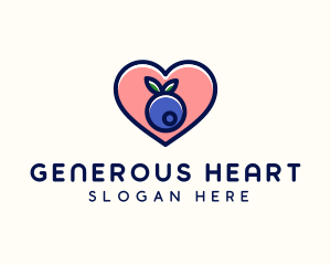 Blueberry Fruit Heart logo design