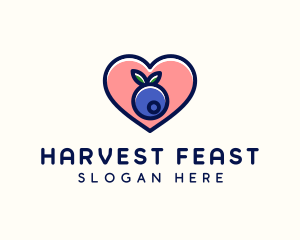 Blueberry Fruit Heart logo design