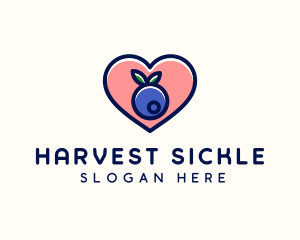 Blueberry Fruit Heart logo design