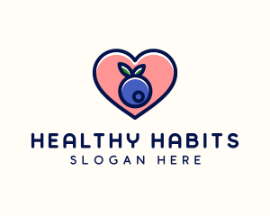 Blueberry Fruit Heart logo design