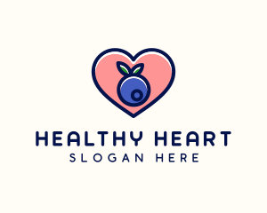 Blueberry Fruit Heart logo design