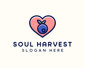 Blueberry Fruit Heart logo design