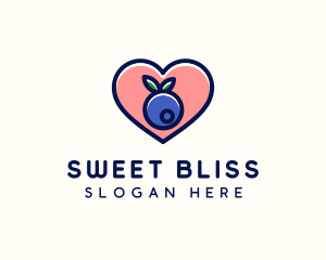 Blueberry Fruit Heart logo design