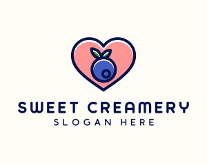 Blueberry Fruit Heart logo design