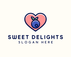 Blueberry Fruit Heart logo design