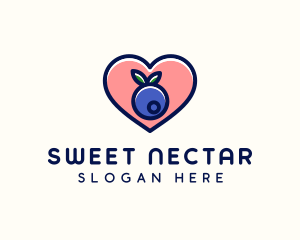 Blueberry Fruit Heart logo design