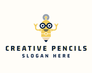 Educational Pencil Robot logo design