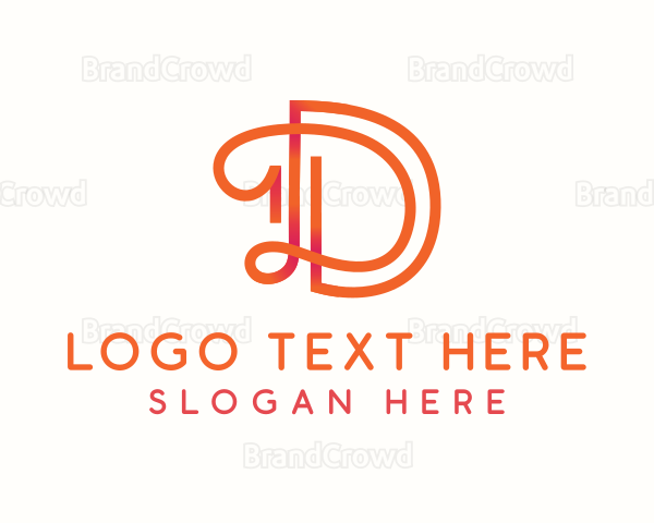 Gradient Retro Letter D Logo