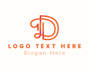 Calligraphic - Gradient Retro Letter D logo design