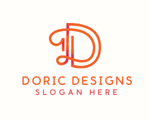 Gradient Retro Letter D logo design