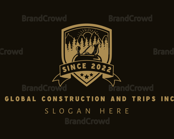 Wood Planer Shield Badge Logo