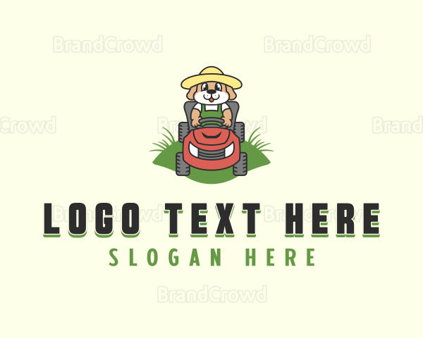 Dog Lawnmower Gardener Logo