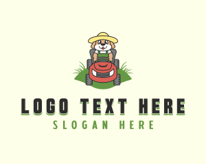 Dog Lawnmower Gardener logo design