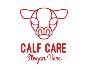 Red Cow Head Outline logo design