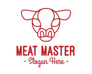 Red Cow Head Outline logo design