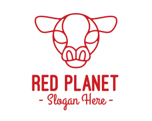 Red Cow Head Outline logo design